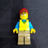 Angler Male, Dark Tan Legs, Dark Red Cap, Silver Sunglasses, Life Jacket Center Buckle