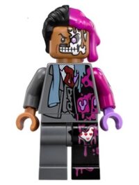 sh0395 - Two-Face - Dark Bluish Gray Suit, Black and Magenta Hair