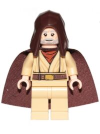 sw1046 - Obi-Wan Kenobi - Old, Dark Brown Hood and Starched Fabric Cape