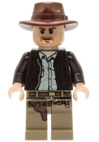 iaj001 - Indiana Jones - Dark Brown Jacket, Reddish Brown Fedora, Closed Mouth Lopsided Grin