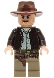 iaj001 - Indiana Jones - Dark Brown Jacket, Reddish Brown Fedora, Closed Mouth Lopsided Grin