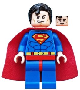 sh0003 - Superman - Blue Suit, Starched Fabric Cape, Frown / Lopsided Grin