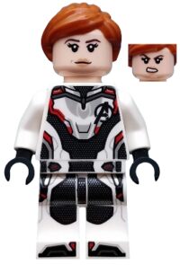 sh0571 - Black Widow - White Jumpsuit, Dark Orange Ponytail