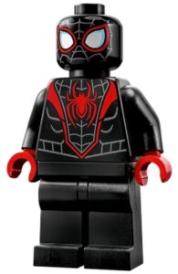 sh0855 - Spider-Man (Miles Morales) - Dark Bluish Gray Webbing on Head, Red Hands
